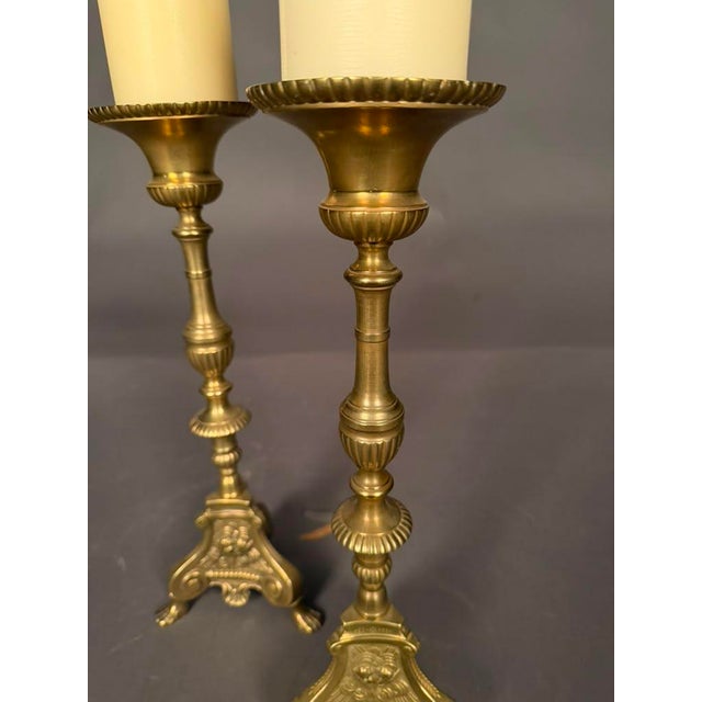 Pair of 19th Century French Gothic Style Bronze Candelabra With Cherub Motifs, Circa 1890 For Sale - Image 9 of 17