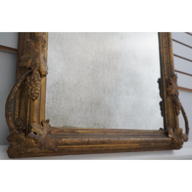 Glass Antique Victorian Gold Gilt Grapevine Carved Mirror For Sale - Image 7 of 11