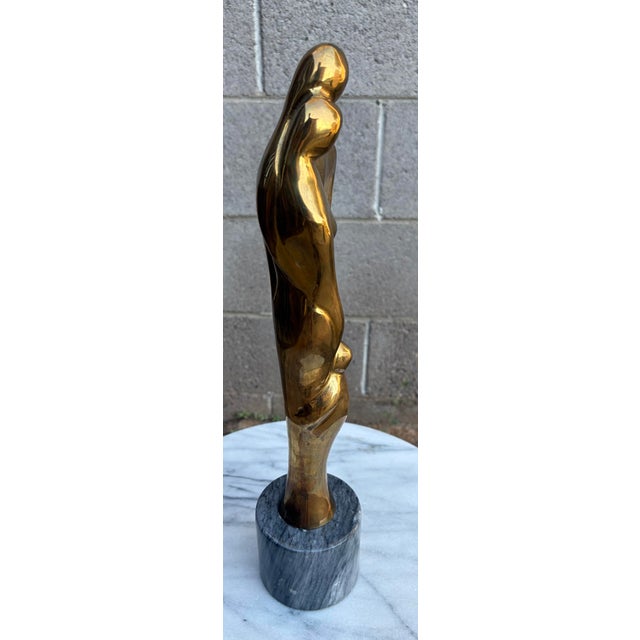 Mid-Century Modern 1970s Mid-Century Modern Gatco Solid Brass Family Sculpture on Marble Base For Sale - Image 3 of 12