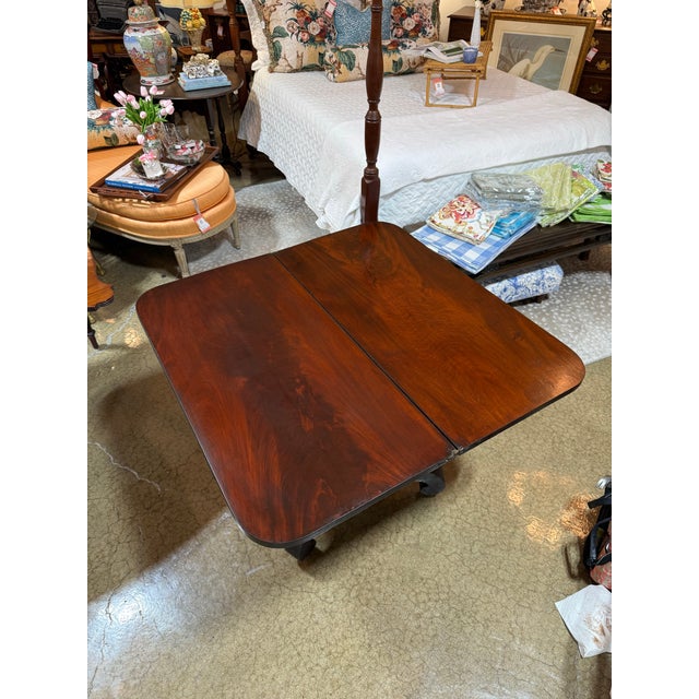 Antique Empire Fold Over Mahogany Game Table in the Style of Thomas Day For Sale - Image 4 of 12