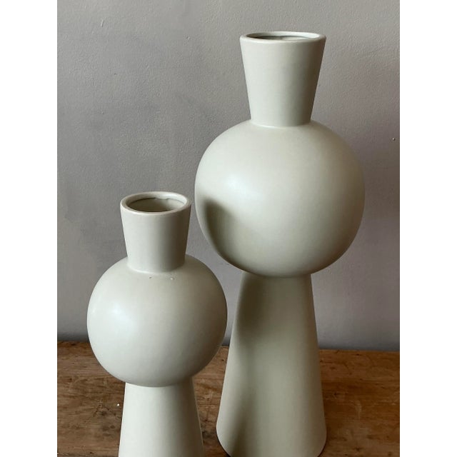Contemporary Vintage Boho Glazed Ceramic Vase - Set of 2 For Sale - Image 3 of 6