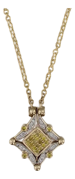 0.24ctw Yellow Diamond Pendant Necklace 14k Gold Convertible Shape Magnetic