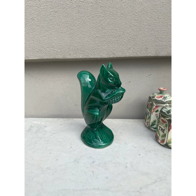 Large Green Majolica Money Bank Squirrel Circa 1950 For Sale - Image 9 of 10
