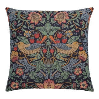Strawberry Thief Blue Birds Regular Cushion With Feather Filler - 46x46cm (18"x18") For Sale