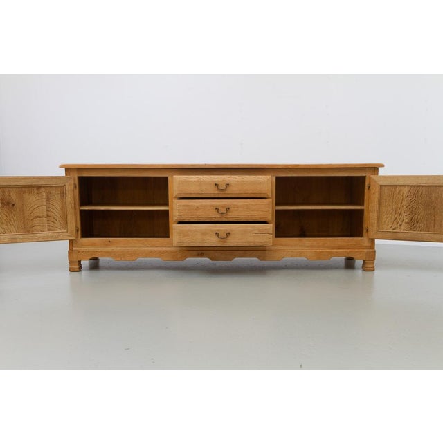 Wood Mid-Century Farmhouse Danish Oak Sideboard by Henning Kjærnulf for EG, 1960s For Sale - Image 7 of 18
