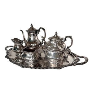 Gorham "Shell & Gadroon" Silverplate 6-Piece Tea & Coffee Service With Footed Tray