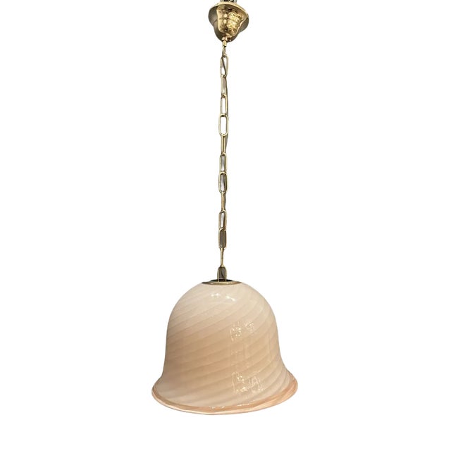 Pink Swirl Murano Glass Pendant Lamp from Venini For Sale