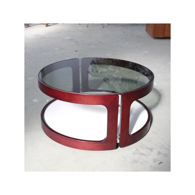 Brown Round Coffee Table, Italy, 1970s For Sale - Image 8 of 12