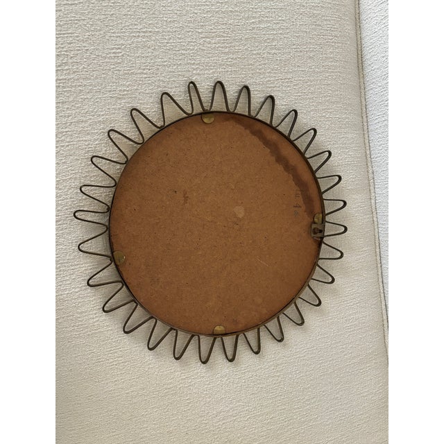 Mid-Century Round Brass Sunburst Loop Mirror Sweden, 1950s For Sale - Image 10 of 11