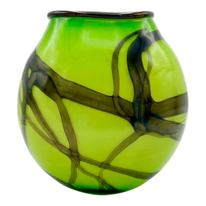 Chip Scarborough Green Art Glass Vase 14" Tall Signed on Bottom