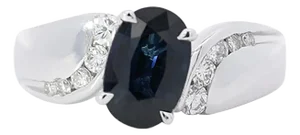 2.03 Carat Oval Cut Sapphire With Diamond Accent Bypass Platinum Ring