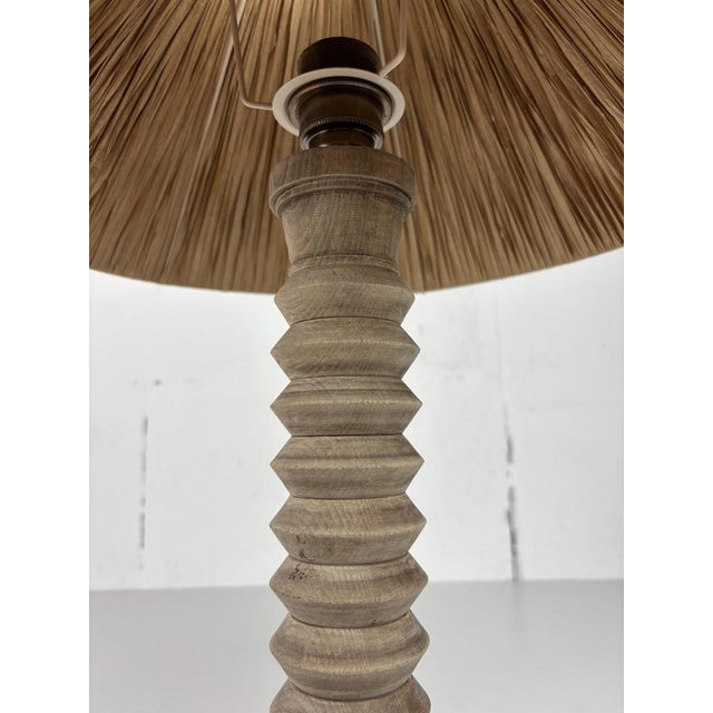 Mid-Century Modern French Brutalist Wood Turned Table Lamp by Charles Dudouyt, 1950s For Sale - Image 9 of 16
