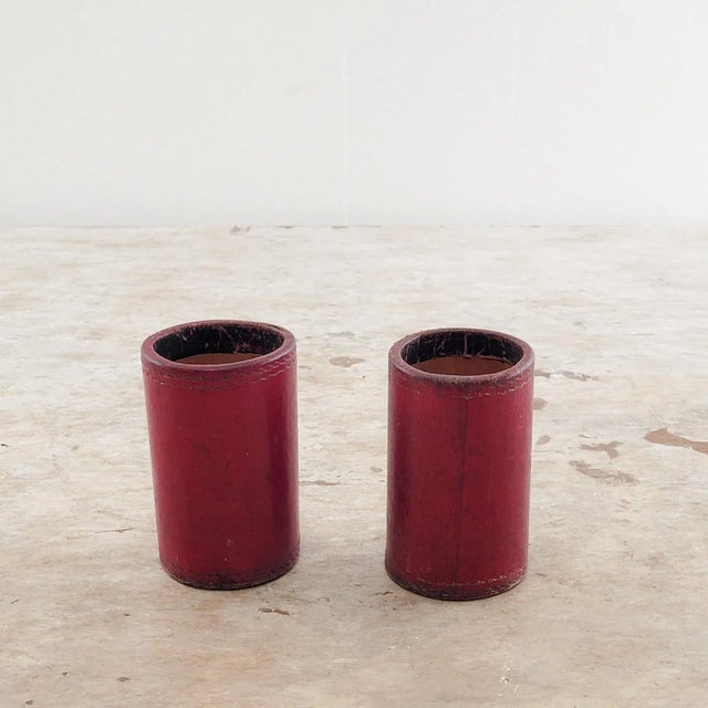 1900 - 1909 Circa 1900 Red Leather Dice Cups, England, a Pair For Sale - Image 5 of 5