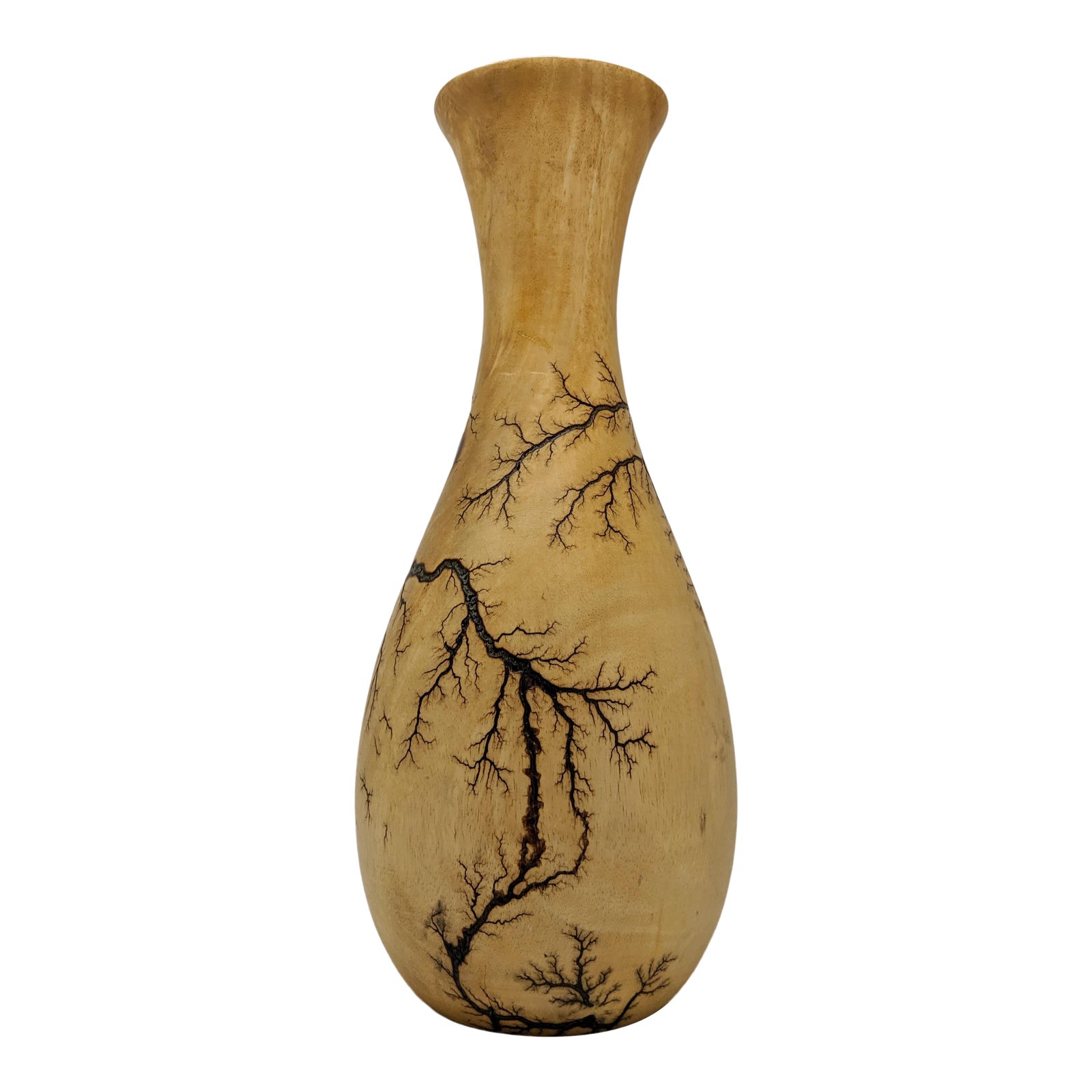 Organic Modern Natural and Black Wood Vase With Veining Design Chairish