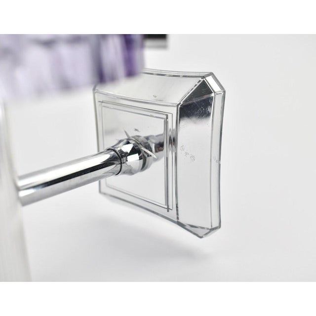 Vintage Mid Century Modern Amethyst Wall Sconces Silver Lights | Fixtures Bedside Purple French Ice Glass - a Pair For Sale - Image 6 of 9