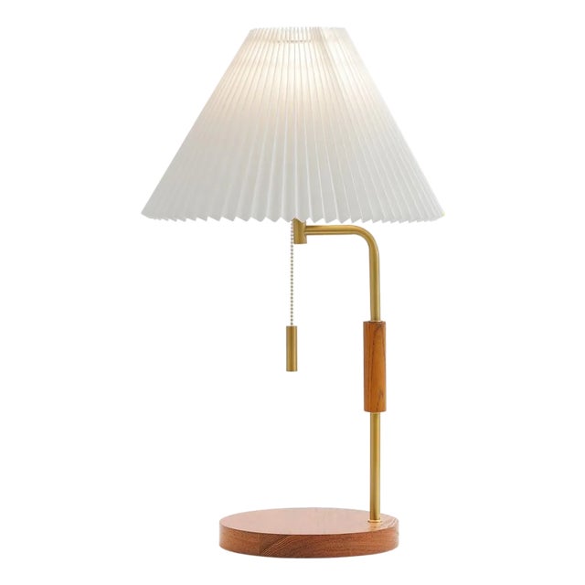 Jonah 24" Pleated Table Lamp in Walnut/Brass For Sale