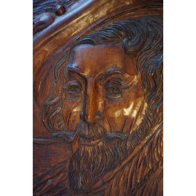 Hand Carved Wooden Bas-Relief Portrait of Peter Paul Rubens, 1950s For Sale - Image 3 of 13