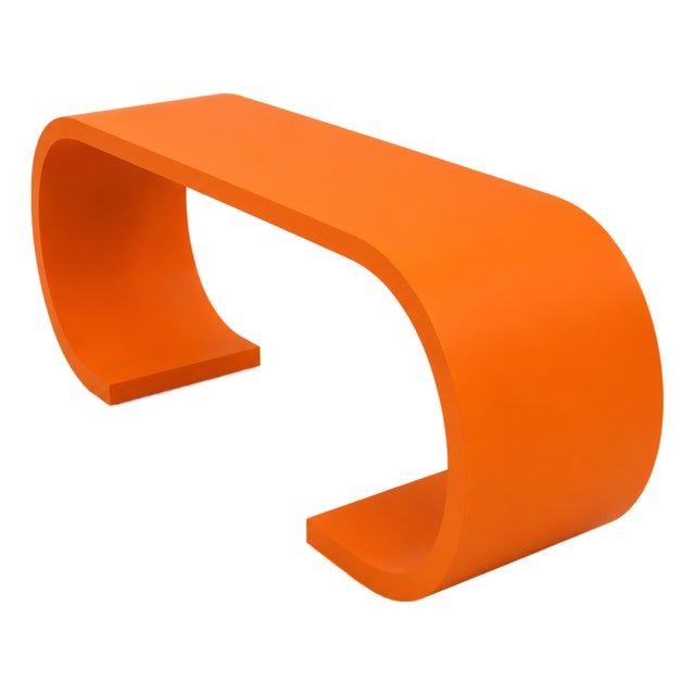 Mid Century Modern Waterfall Style Console Orange For Sale