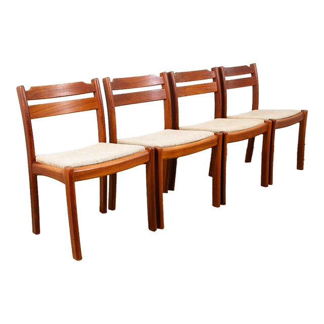Mid Century Danish Modern Dining Chairs Dyrlund Brown Set 4 Teak Vintage Denmark For Sale
