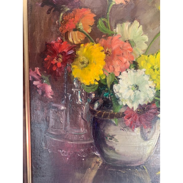 Vibrant Floral Still Life Oil Painting by Jennie Thatcher Crawford, Framed For Sale In Los Angeles - Image 6 of 13