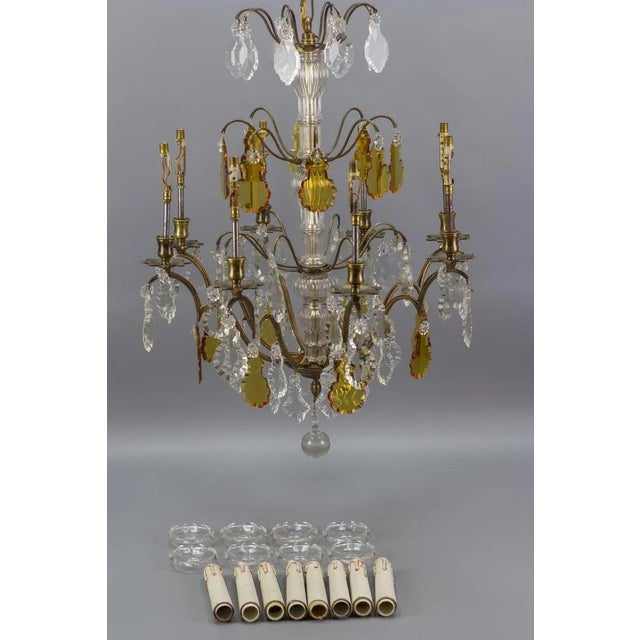 Antique Louis XVI Crystal Glass and Brass Chandelier For Sale - Image 17 of 18