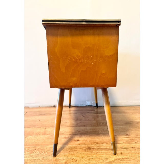 1950s German “Googie” Style Console Table W/Cabinet Space Age Swank Glass Top For Sale - Image 4 of 12