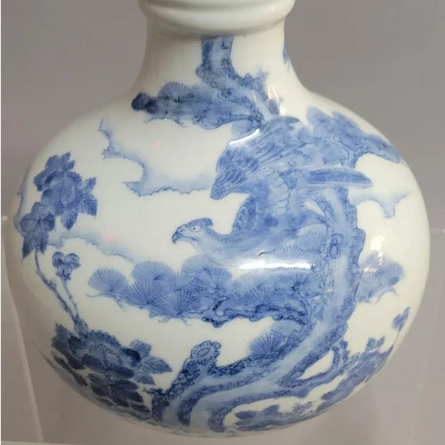 Japanese 19th C Blue and White Japanese Hirado Porcelain Vase For Sale - Image 3 of 11