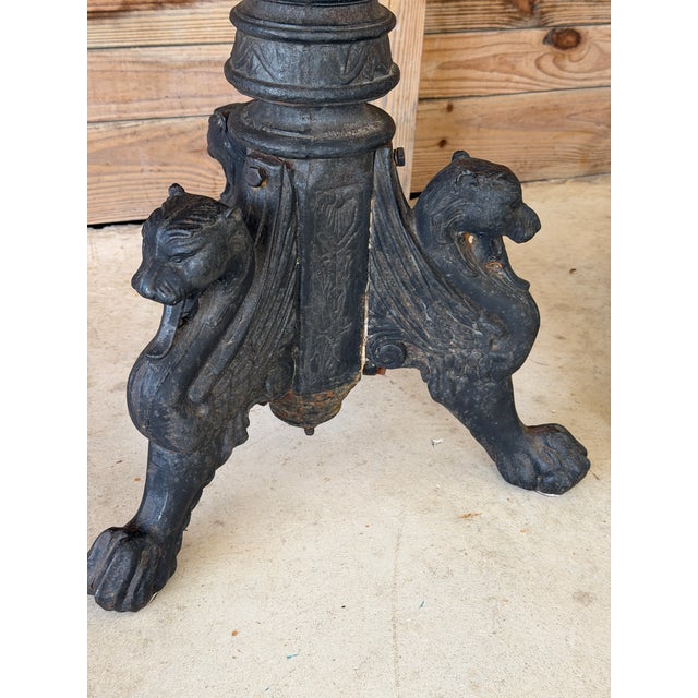 Victorian Monumental Antique Cast Iron Figural Neoclassical Griffin Garden Pedestals or Jardinieres, 19th Century-Pair For Sale - Image 3 of 12
