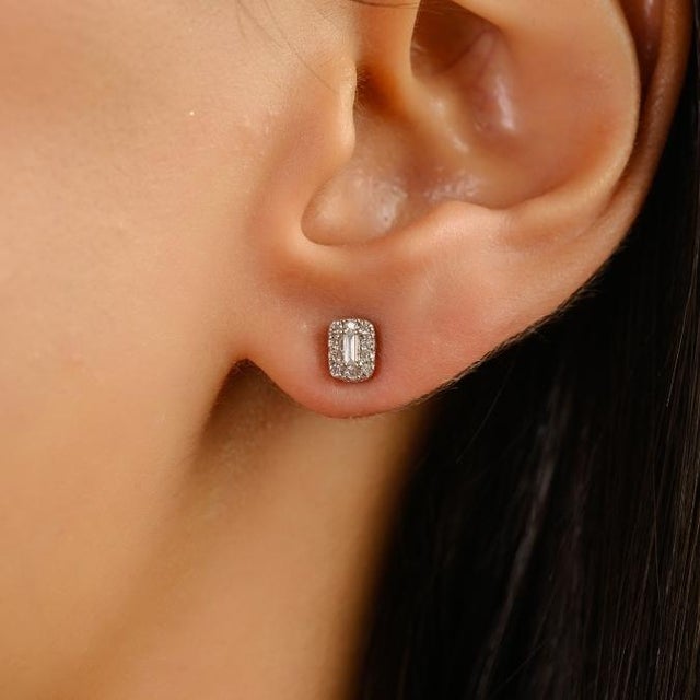 Art Deco Convertible Turquoise & Diamond Halo Drop Earrings in 14k White Gold- 2 Pieces For Sale In New York - Image 6 of 14