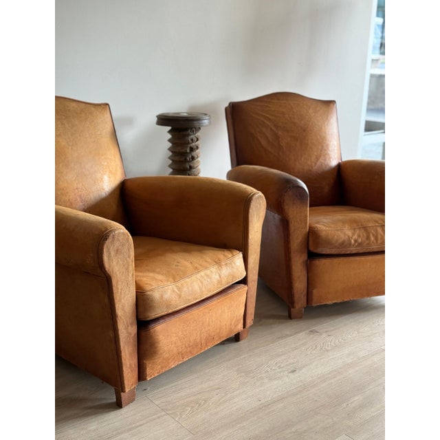 Vintage Pair of French Leather Moustache Chairs For Sale In Denver - Image 6 of 18