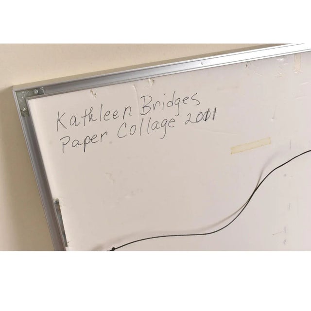 Early 21st Century Kathleen Bridges Contemporary Burgundy Blue Geometric Pattern Paper Collage For Sale - Image 5 of 10