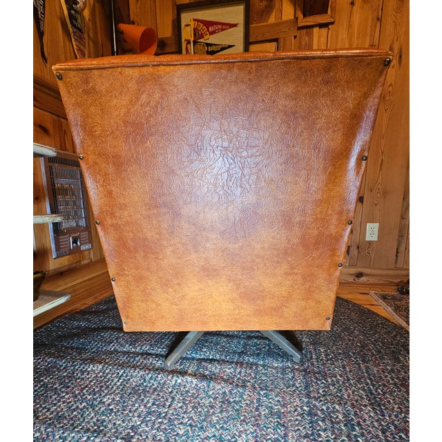 Metal 1970s Mid-Century Modern Faux Leather Swivel Rocker Chair For Sale - Image 7 of 17