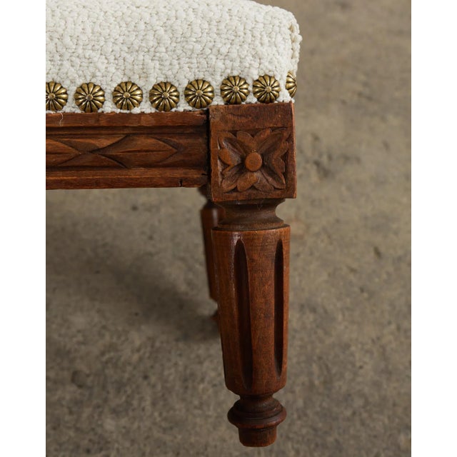 Dutch Louis XVI Style Diminutive Footstool With Boucle For Sale In Sacramento - Image 6 of 12
