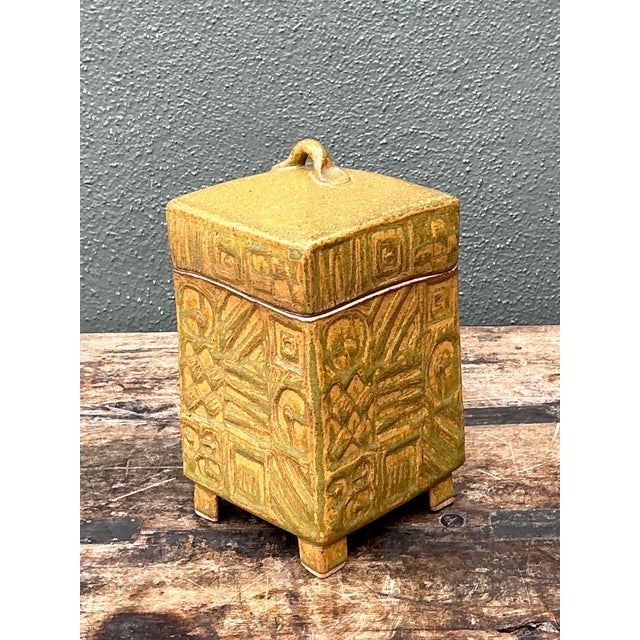 Vintage Textured Ceramic Lidded Box For Sale - Image 12 of 13