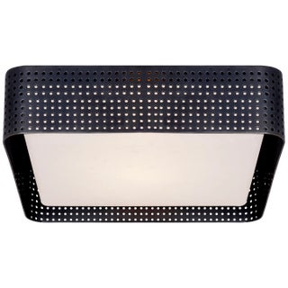 Kelly Wearstler for Visual Comfort Signature Precision Large Square Flush Mount in Bronze with Clouded Glass For Sale