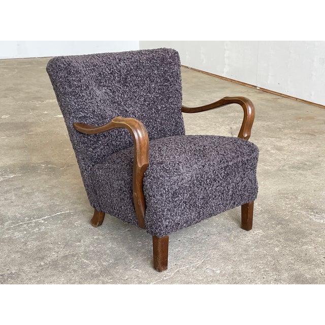 Gray Danish Art Deco Lounge Chair in the style of Viggo Boesen, 1940s For Sale - Image 8 of 9
