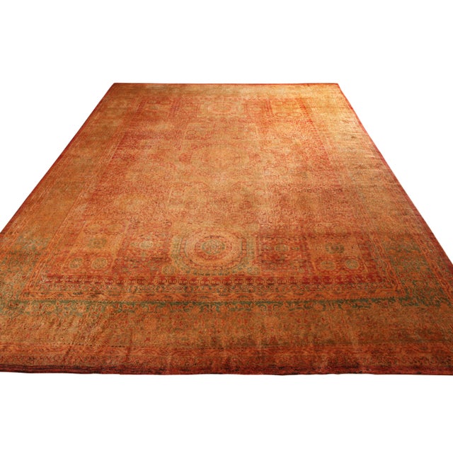Modern Rug & Kilim’s Classic Agra Style Rug in Red, Orange Geometric Pattern For Sale - Image 3 of 5