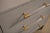 Matthew Izzo Home Amber Light Gray Shagreen Three Drawer Side Table With Acrylic and Antique Brass Drawer Pulls For Sale In New York - Image 6 of 7