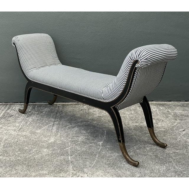 Mid 20th Century Vintage Gilt Tipped Tufted Bench For Sale - Image 5 of 12