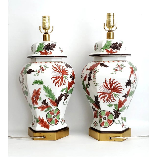 Lamp Pair French Ginger Jars Large For Sale In Miami - Image 6 of 14