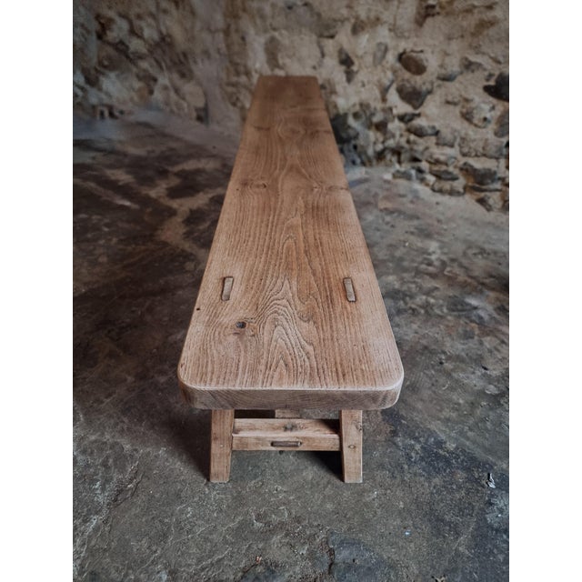 Vintage French Oak Bench, 1960s For Sale - Image 10 of 15