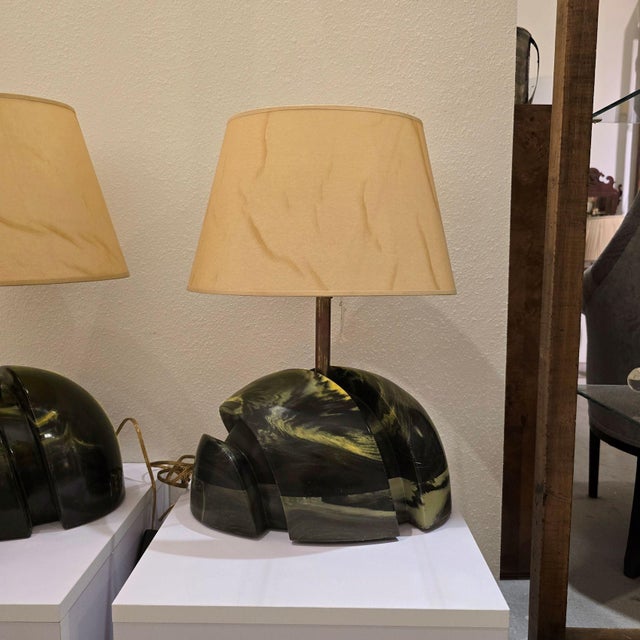 1960s Green Marble Mid Century Modern Pair of Lamps - a Pair For Sale In Dallas - Image 6 of 12