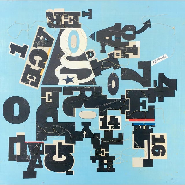 Typographical, Original Collage, 24x24” For Sale