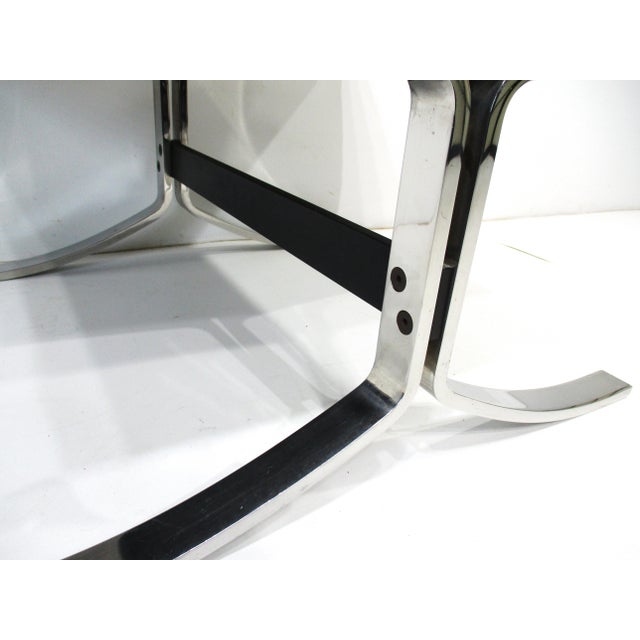 Barcelona Styled Leather Chrome Ottoman Stool For Sale In Cincinnati - Image 6 of 10