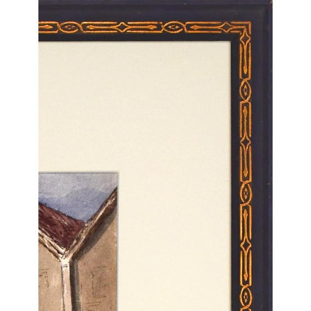 Paper Antique English Watercolor Painting of Tudor House Cityscape Late 19th Century For Sale - Image 7 of 8