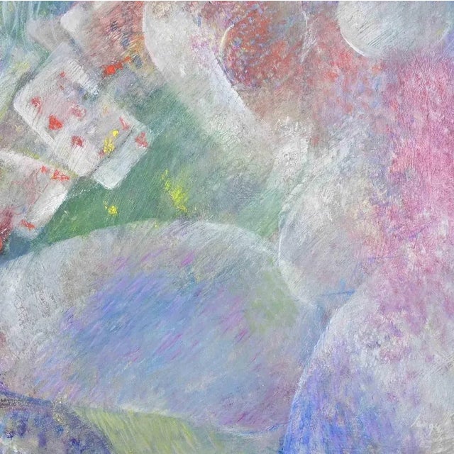 Contemporary Sebastiano Sanguigni, Woman and Cards, Oil Painting, 2000s For Sale - Image 3 of 5