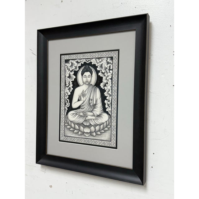 Asian Custom Framed Gautam Buddha in Meditation For Sale - Image 3 of 12