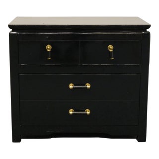 Contemporary Lane Furniture Black Lacquered 26" Nightstand For Sale