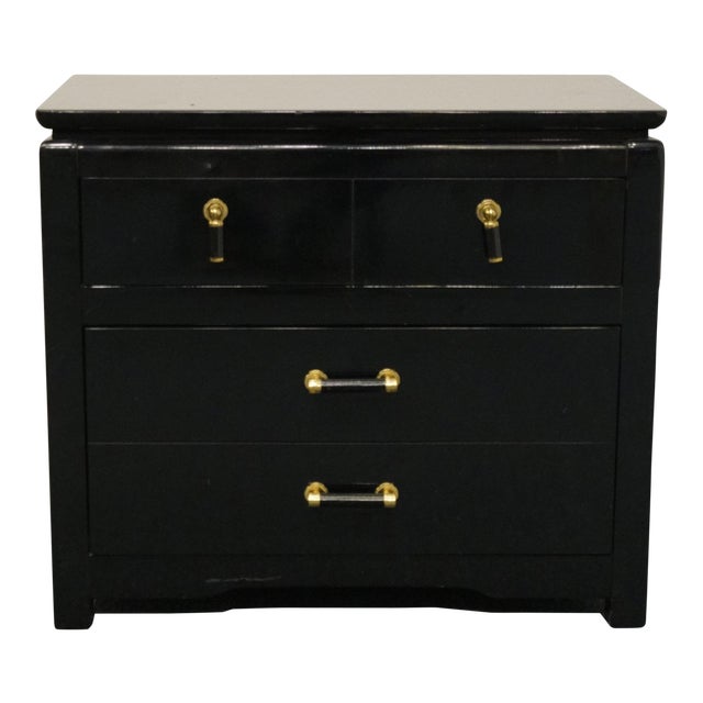 Contemporary Lane Furniture Black Lacquered 26 Nightstand Chairish