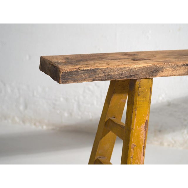 Wood Antique Elm Footboard Bench, 1870s For Sale - Image 7 of 12